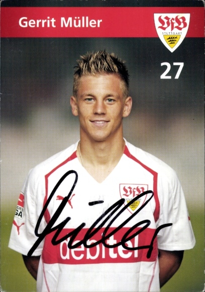 Autogrammkarte Fußballer Gerrit Müller, VFB Stuttgart, Autogramm