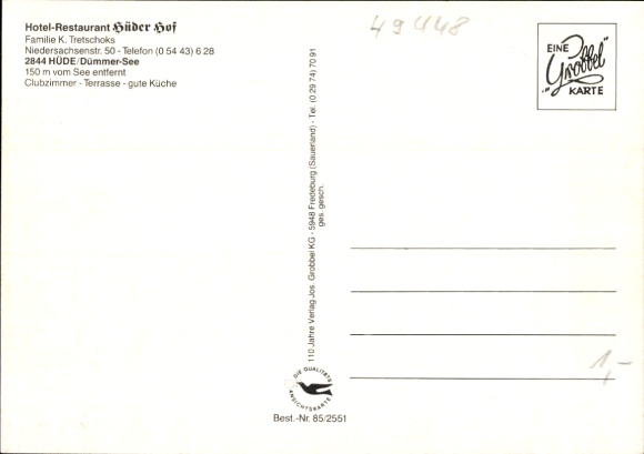 Postcard Hüde am Dümmer Lower Saxony, Hotel Hüder Hof