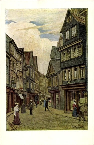 Artist Postcard Ritter, R., Elberfeld Wuppertal, Kipdorf, street scene