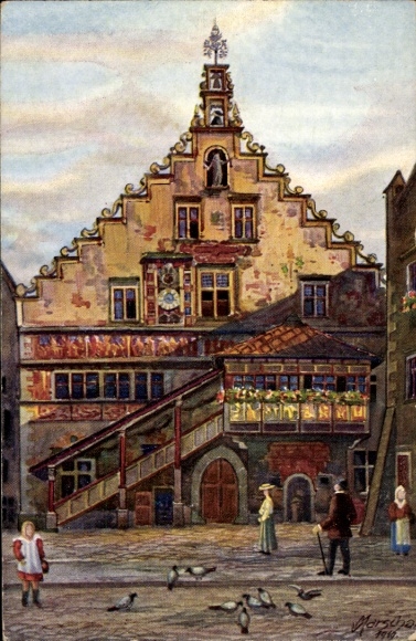 Artist Postcard Marschall, V., Lindau am Bodensee, Town Hall