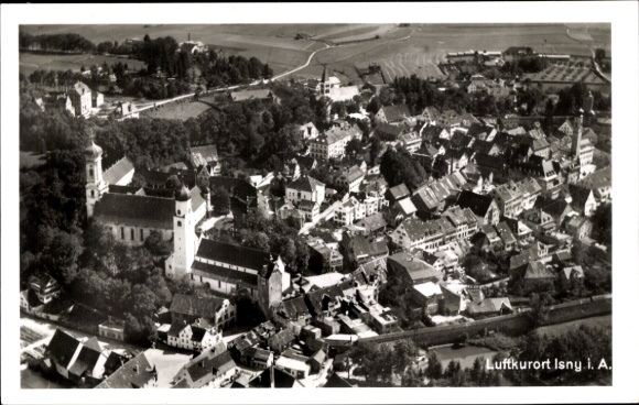 Postcard Isny im Allgäu, aerial photograph