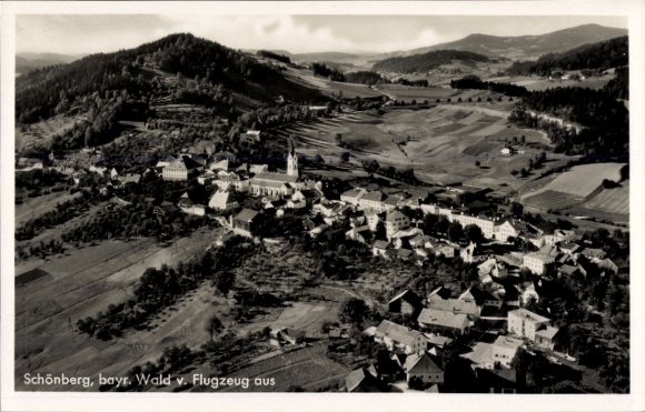 Postcard Schönberg in the Bavarian Forest, aerial photograph