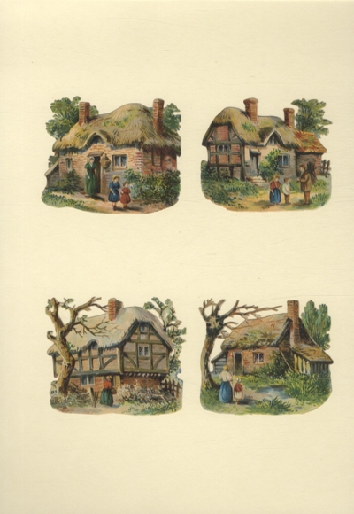4 wafers half-timbered houses / farmhouses, each approx. 7 x 8 cm