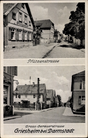 Postcard Griesheim in Hesse, Pfützenstrasse, Groß Gerauer Strasse