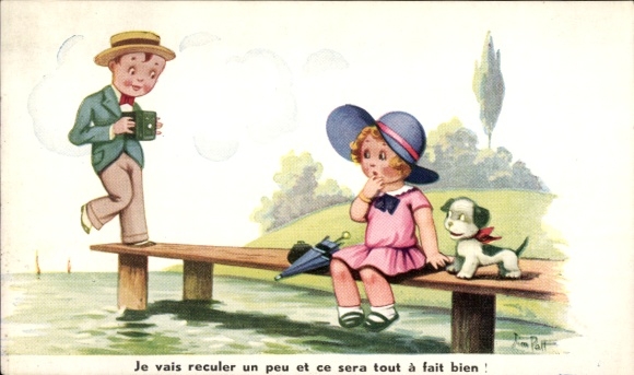 Artist Postcard Patt, Jim, Je vais reculer un peu et ce sera tout à fait bien