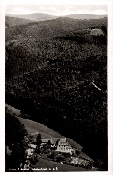 Ak Schriesheim an der Bergstrasse, Huis J. Scheid, luchtfoto