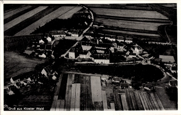 Ak Wald Hohenzollern, Kloster Wald, Fliegeraufnahme