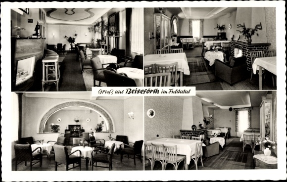 Postcard Beiseförth Malsfeld in Hesse, Zum Rolandsbogen, restaurant, interior