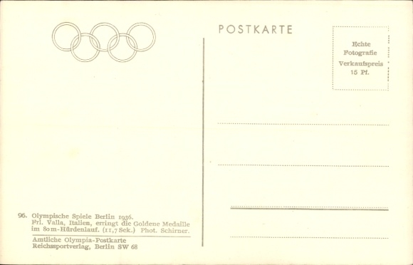 KP Berlin, Igrzyska Olimpijskie 1936, płotkarz Valla z Włoch