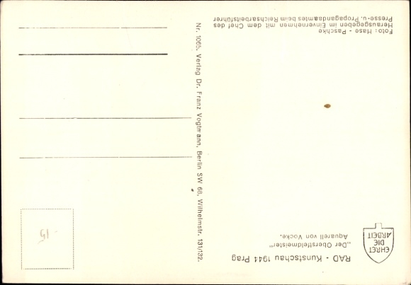 Artysta KP Vocke, The Oberstfeldmeister, wystawa RAD Art Show 1944 Praga, Honor the Work