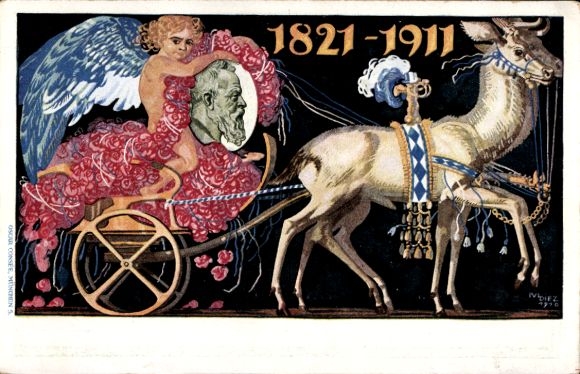 Postal stationery artist Postcard Diez, M., Prince Regent Luitpold of Bavaria, 1821 to 1911, carriage