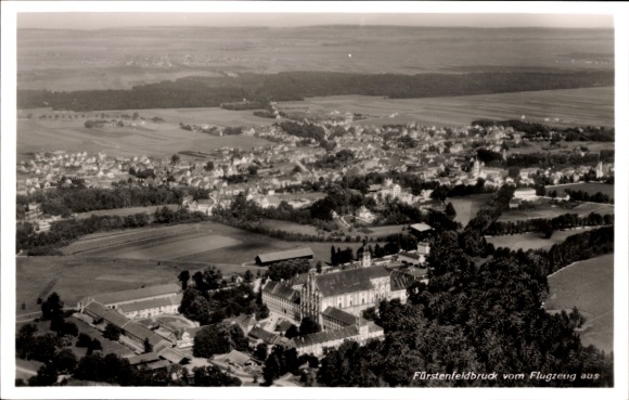 Postcard Fürstenfeldbruck in Upper Bavaria, aerial photograph