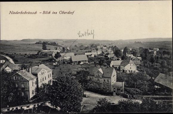 Ak Niederbobritzsch Bobritzsch Hilbersdorf im Erzgebirge, Oberdorf aus der Vogelschau