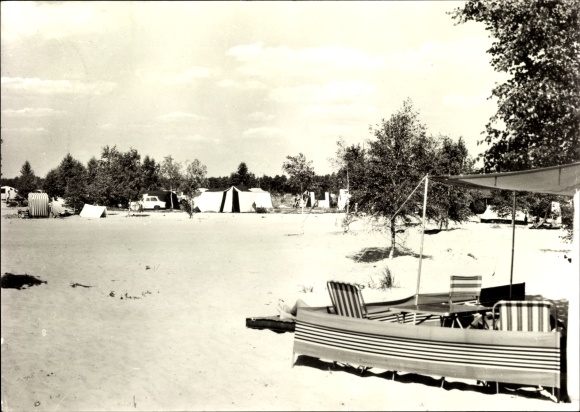 Postcard Bagenz Neuhausen on the Spree Niederlausitz, recreation center dam Spremberg, campsite