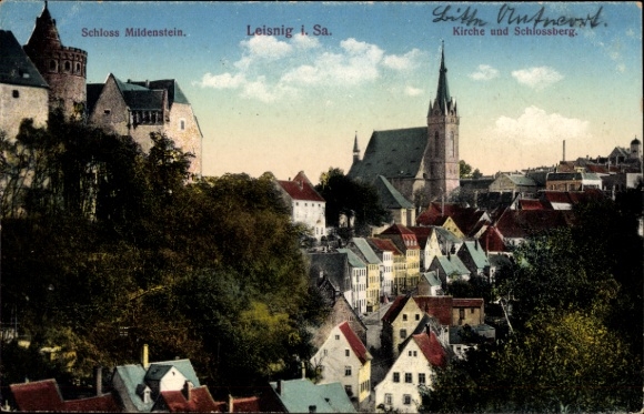 Ak Leisnig in Sachsen, Schloss Mildenstein,  Kirche, Schlossberg