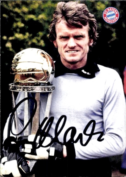 Autograph card footballer Sepp Maier, FC Bavaria Munich, autograph
