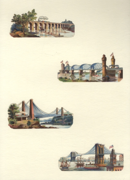 4 wafers famous bridges, each approx. 5 x 10.5 cm