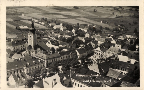 Ak Groß Gerungs Niederösterreich, Fliegeraufnahme der Stadt