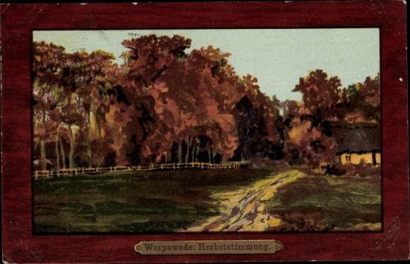 Artist PC Worpswerde in Lower Saxony, autumn mood, path at the edge of the forest