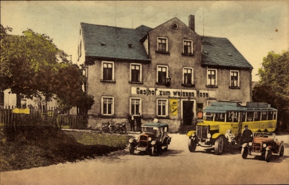 Ak Claußnitz in Sachsen, Konzertetablissement, Gasthof zum Weißen Ross, Inh. Otto Petzold