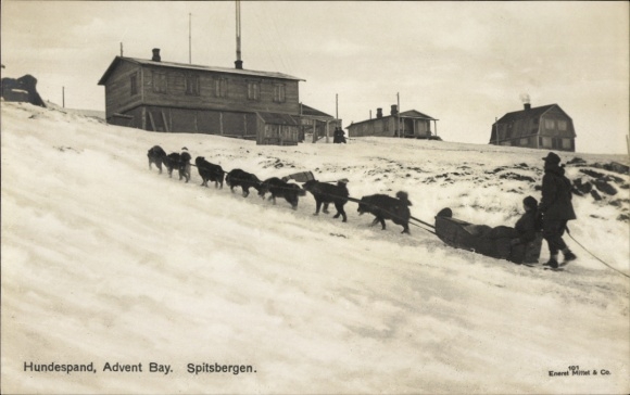 Postcard Spitsbergen Norway, Hundespand, Advent Bay