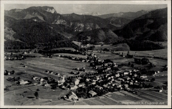 Postcard Unterwössen in Upper Bavaria, aerial photograph