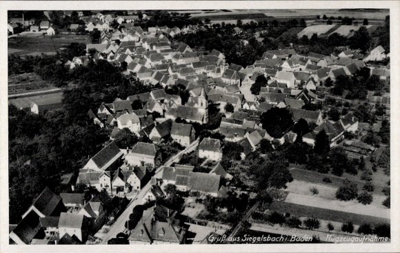 Postcard Siegelsbach in Baden, aerial photograph