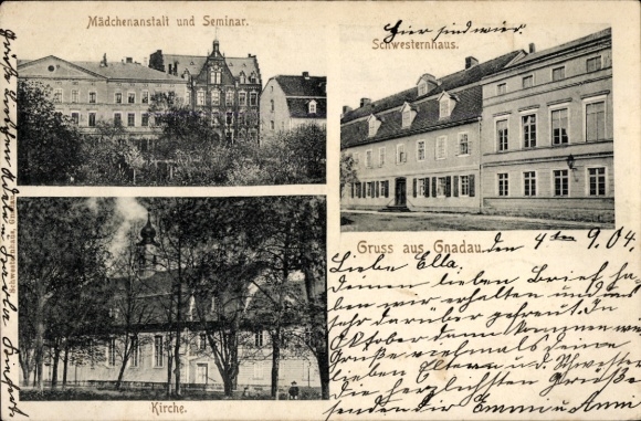 Ak Gnadau Barby an der Elbe, Mädchenanstalt, Seminar, Kirche, Schwesternhaus