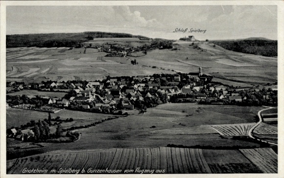 KP Spielberg Gnotzheim Środkowa Frankonia, zdjęcie lotnicze, okolice wiejskie, Zamek Spielberg, pola