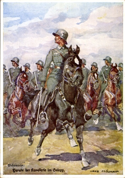 Artist Postcard Friedmann, Hans, German Wehrmacht, Parade of the Cavalry at a Gallop