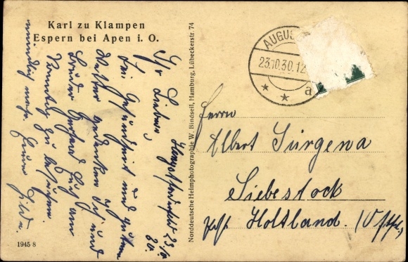 Postcard Espern Apen in Oldenburg Ammerland, Gut Cleats