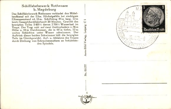 Postcard Rothensee Magdeburg, ship lift, lock system, Mittelland Canal