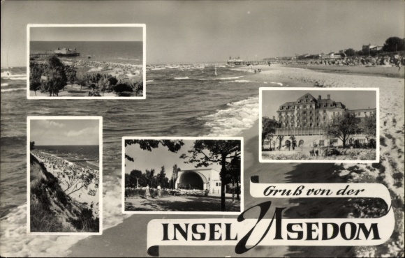 KP wyspa Uznam, plaża, budynki, pawilon muzyczny