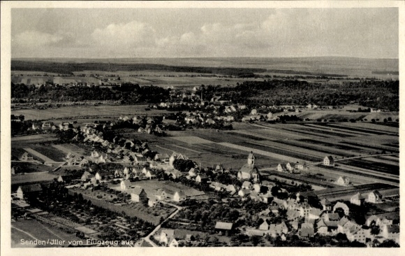 Postcard Senden in Schwaben, aerial photograph