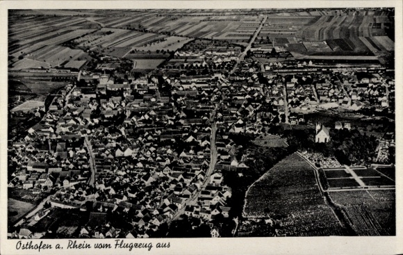 Ak Osthofen in Rheinhessen, Fliegeraufnahme
