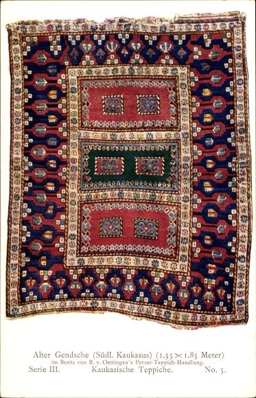 Ac Masterpieces of Oriental Knotting Art III 5, Caucasian Carpets, Old Gendsche
