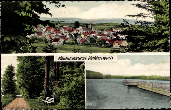 Postcard Waldernbach Mengerskirchen in the Westerwald, private pension Gundermann, panorama