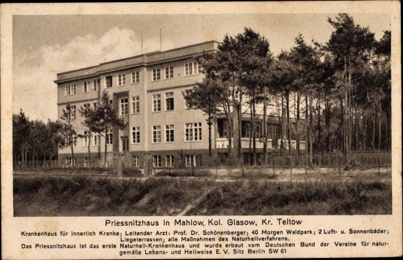 PC Blankenfelde Mahlow Teltow Fläming, view of the Priessnitzhaus natural healing hospital