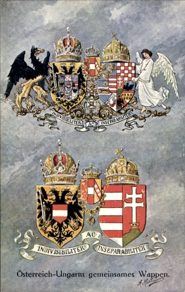 Artist Coat of Arms Postcard Hartmann, A., Austria Hungary's common coat of arms, KuK