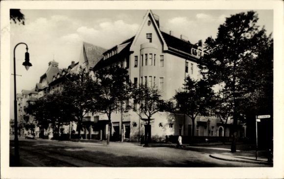 Postcard Berlin Treptow Niederschöneweide, corner of Schneller and Spreestraße