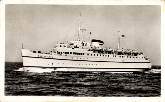 Ak Bundesbahn volle zeeveerboot Duitsland