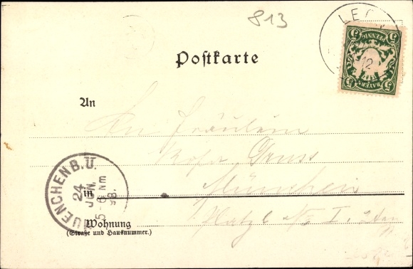 Chromo-Litho Berg at Lake Starnberg in Upper Bavaria, Rottmannshöhe, Hotel, Leoni