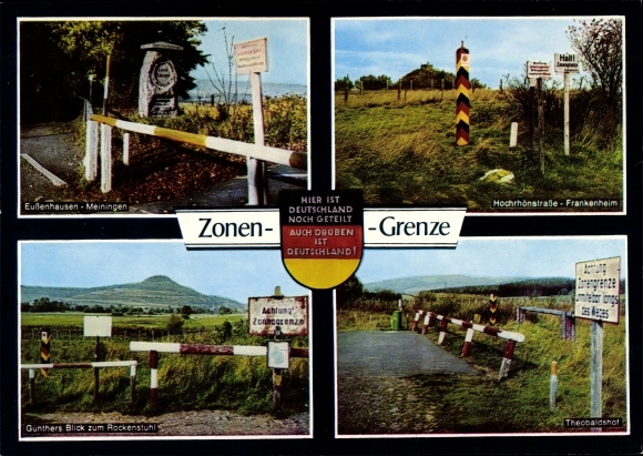 Postcard zone border, Hochrhönstraße, Frankenheim, Theobaldshof, Rockenstuhl, Eußenhausen
