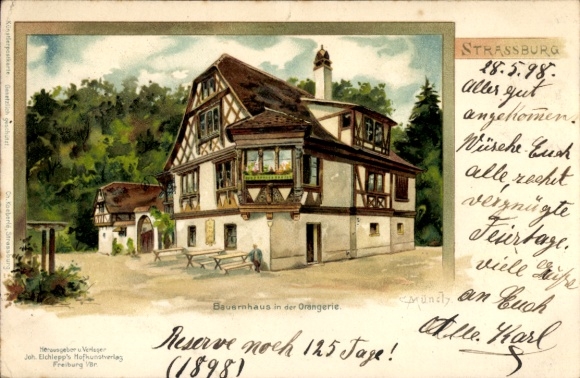 Artist Postcard Münch, C., Strasbourg Strasbourg Alsace Bas-Rhin, farmhouse in the orangery