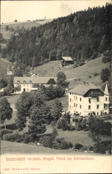 Postcard Lauenstein Altenberg in the Ore Mountains, Panorama, Schützenhaus