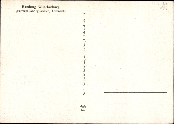Ansichtkaart Hamburg Mitte Wilhelmsburg, Hermann Göring School, gedeeltelijk zicht