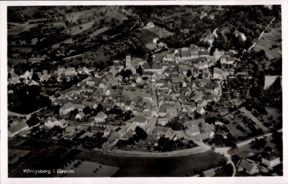 Postcard Königsberg in Bavaria Lower Franconia, aerial photograph