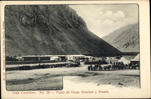 Ak Chile, Cordiliera, Punta de Vacas, treinstation en herberg