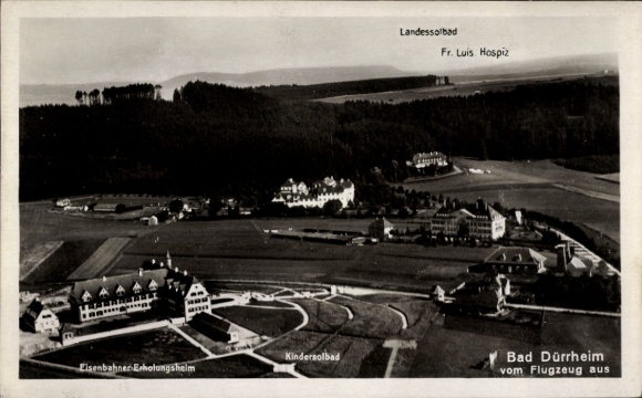 KP Bad Dürrheim, zdjęcie lotnicze, dom wypoczynkowy przy kolei