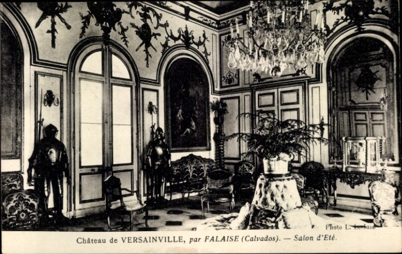 Postcard Falaise Calvados, Château de Versainvile, Summer Salon